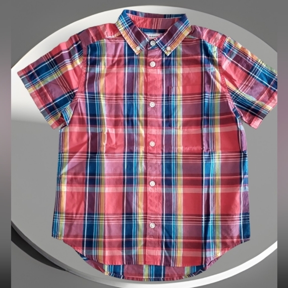 Short-Sleeved Button-Down Shirt In Woven Chambray Poplin For Boy L - Picture 4 of 6